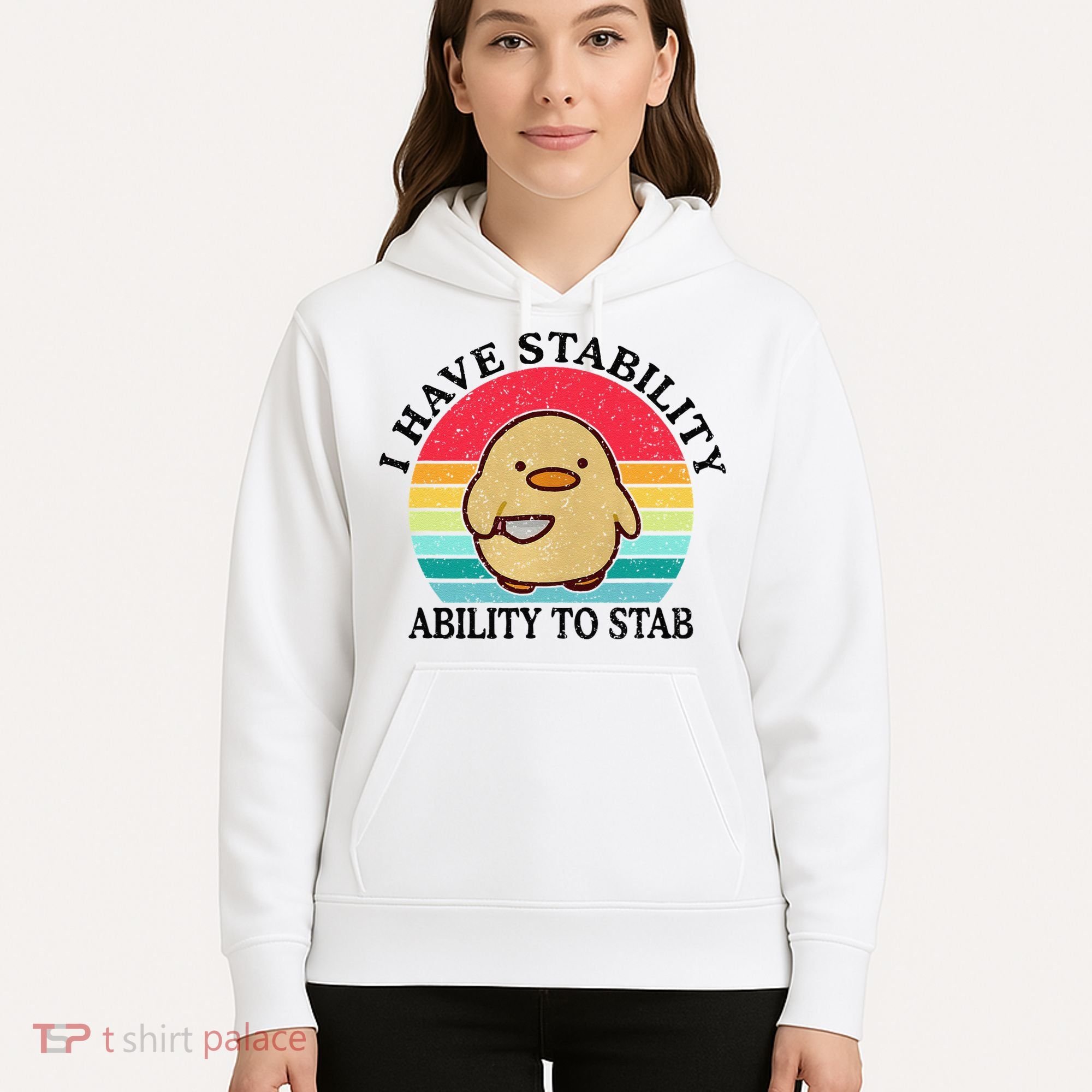 I Have Stability Ability To Stab Meme Funny Duck Retro Hoodie