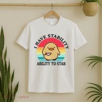 I Have Stability Ability To Stab Meme Funny Duck Retro T-Shirt thumb 2