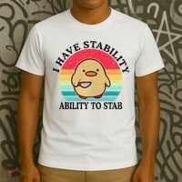 I Have Stability Ability To Stab Meme Funny Duck Retro T-Shirt thumb 3