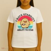 I Have Stability Ability To Stab Meme Funny Duck Retro T-Shirt thumb 4