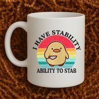 I Have Stability Ability To Stab Meme Funny Duck Retro Coffee Mug thumb 2
