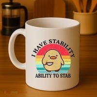 I Have Stability Ability To Stab Meme Funny Duck Retro Coffee Mug thumb 4