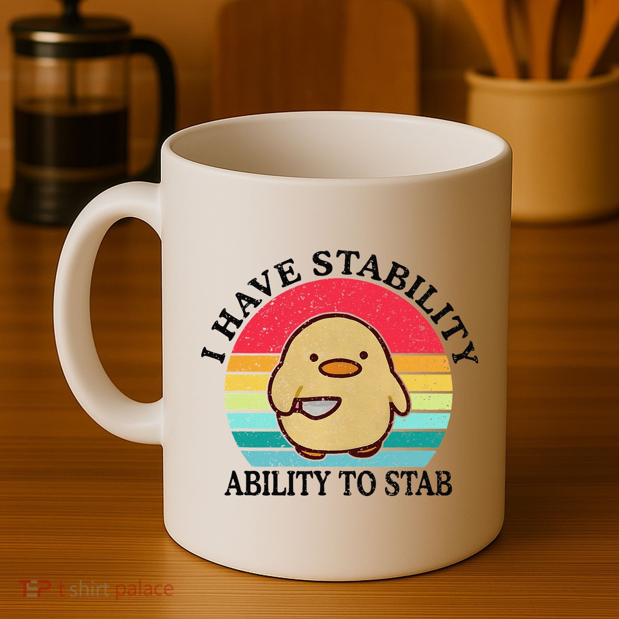 I Have Stability Ability To Stab Meme Funny Duck Retro Coffee Mug