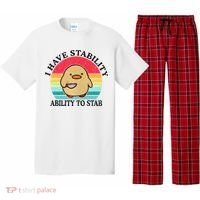 I Have Stability Ability To Stab Meme Funny Duck Retro Pajama Set thumb 0