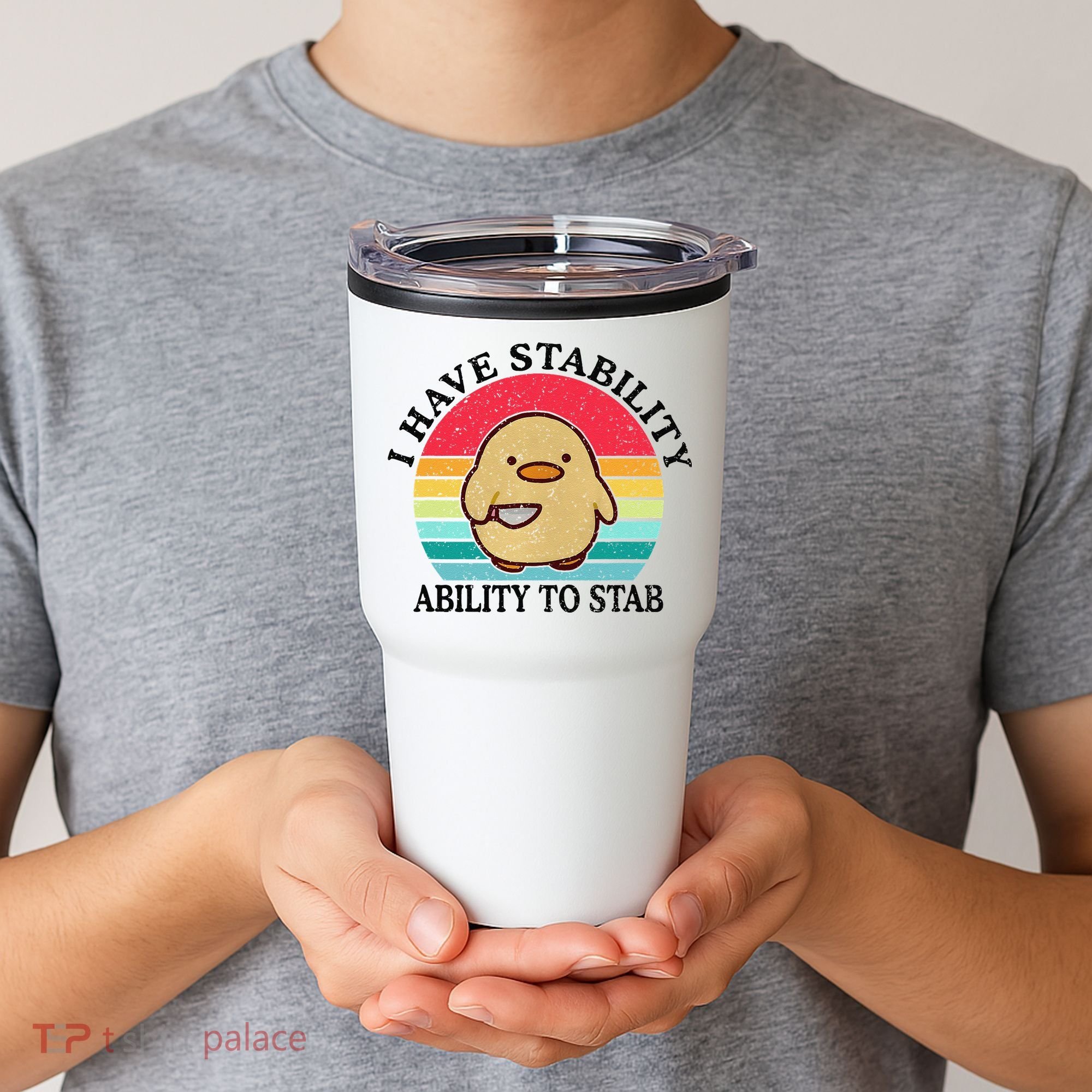 I Have Stability Ability To Stab Meme Funny Duck Retro Tumbler