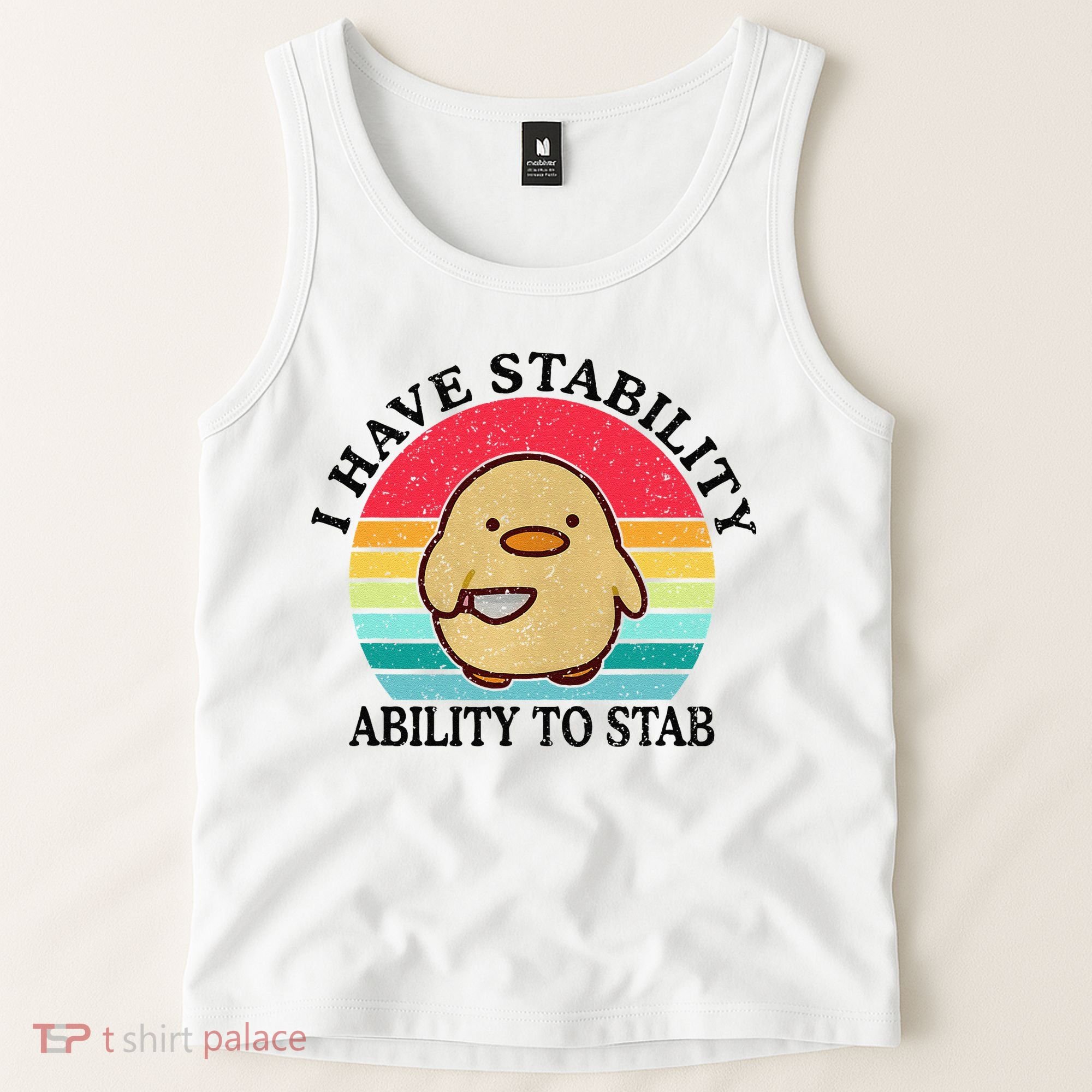I Have Stability Ability To Stab Meme Funny Duck Retro Tank Top