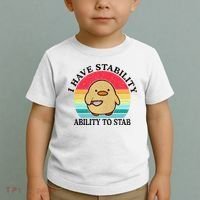 I Have Stability Ability To Stab Meme Funny Duck Retro Toddler T-Shirt thumb 2