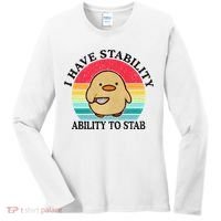 I Have Stability Ability To Stab Meme Funny Duck Retro Women's Long Sleeve Shirt thumb 0