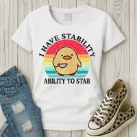 I Have Stability Ability To Stab Meme Funny Duck Retro Women's T-Shirt thumb 3