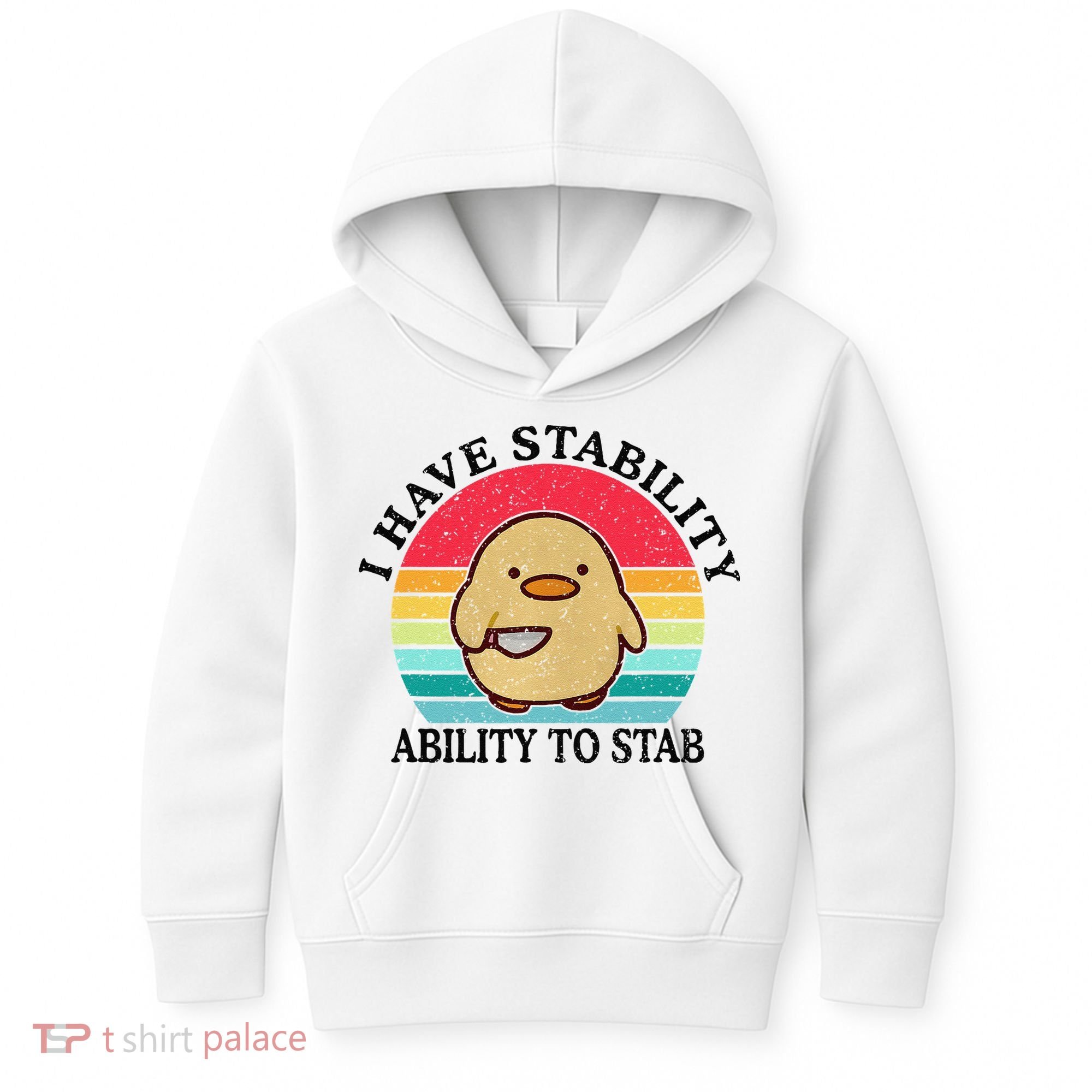 I Have Stability Ability To Stab Meme Funny Duck Retro Kids Hoodie