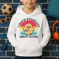 I Have Stability Ability To Stab Meme Funny Duck Retro Kids Hoodie thumb 2