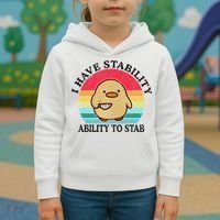 I Have Stability Ability To Stab Meme Funny Duck Retro Kids Hoodie thumb 3