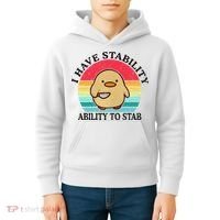 I Have Stability Ability To Stab Meme Funny Duck Retro Kids Hoodie thumb 4