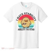 I Have Stability Ability To Stab Meme Funny Duck Retro Kids T-Shirt thumb 0