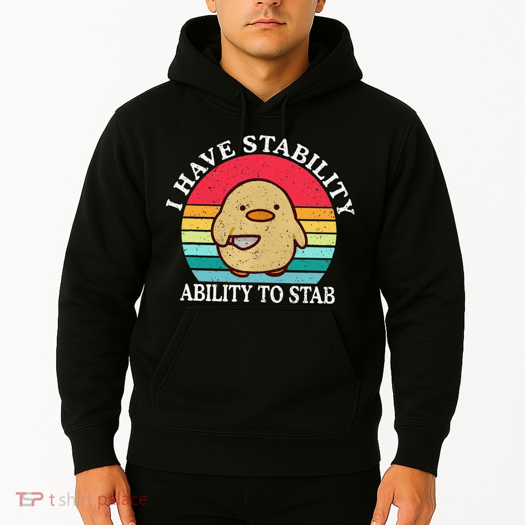 I Have Stability Ability To Stab Meme Funny Duck Retro Hoodie