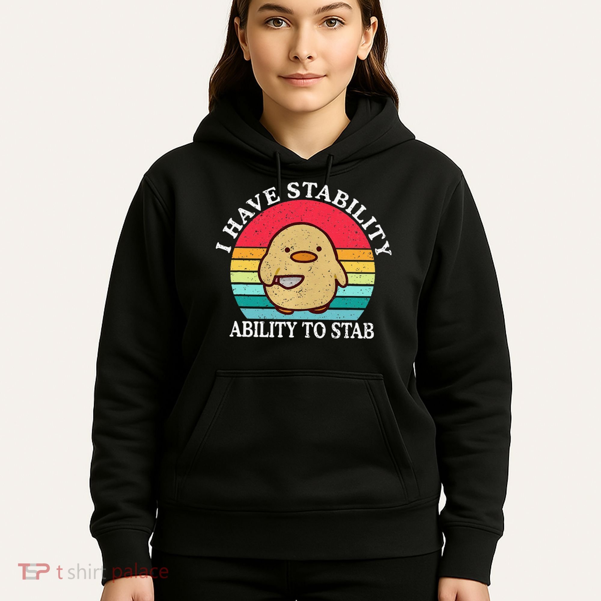 I Have Stability Ability To Stab Meme Funny Duck Retro Hoodie