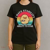 I Have Stability Ability To Stab Meme Funny Duck Retro T-Shirt thumb 4