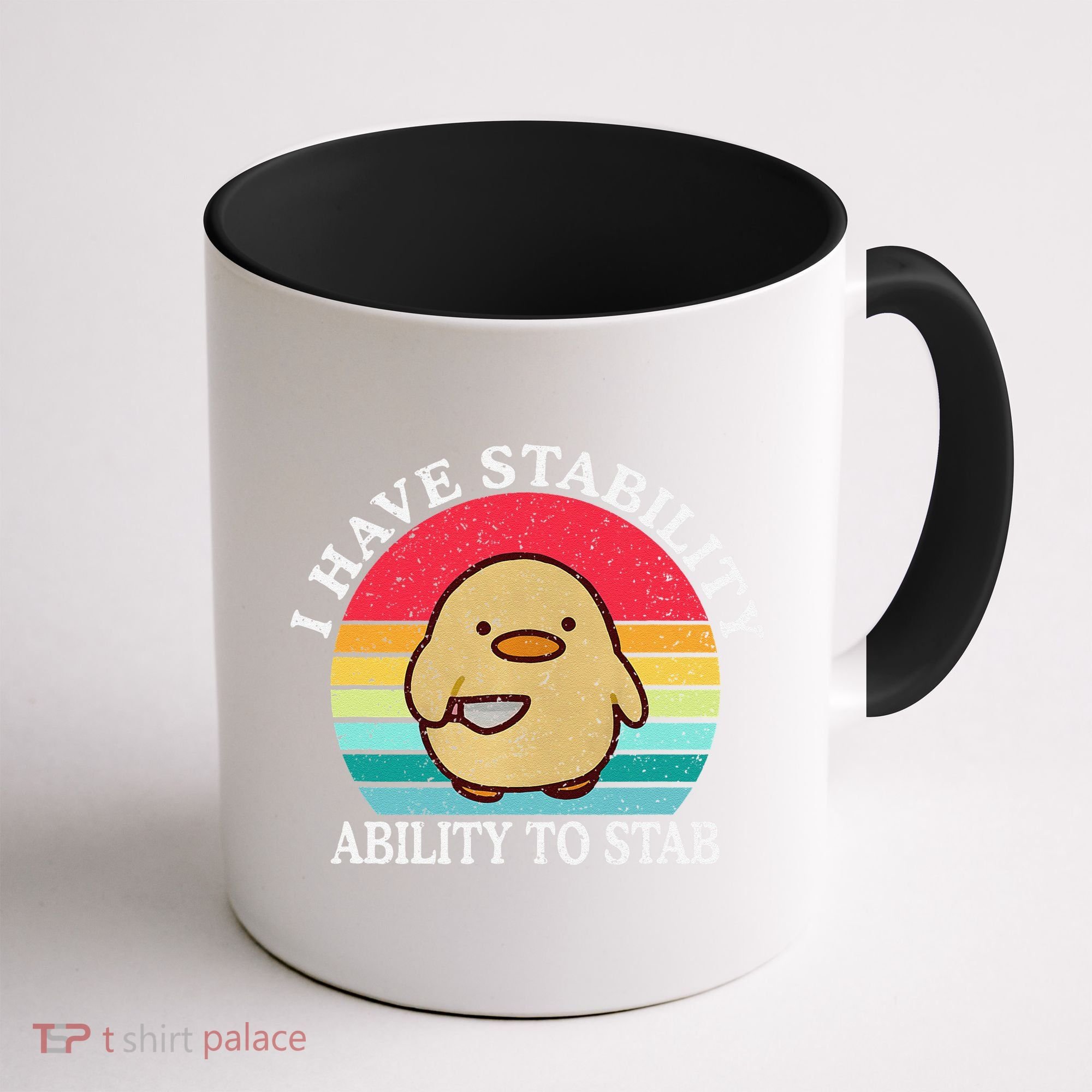I Have Stability Ability To Stab Meme Funny Duck Retro Coffee Mug