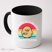 I Have Stability Ability To Stab Meme Funny Duck Retro Coffee Mug thumb 0