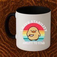 I Have Stability Ability To Stab Meme Funny Duck Retro Coffee Mug thumb 2