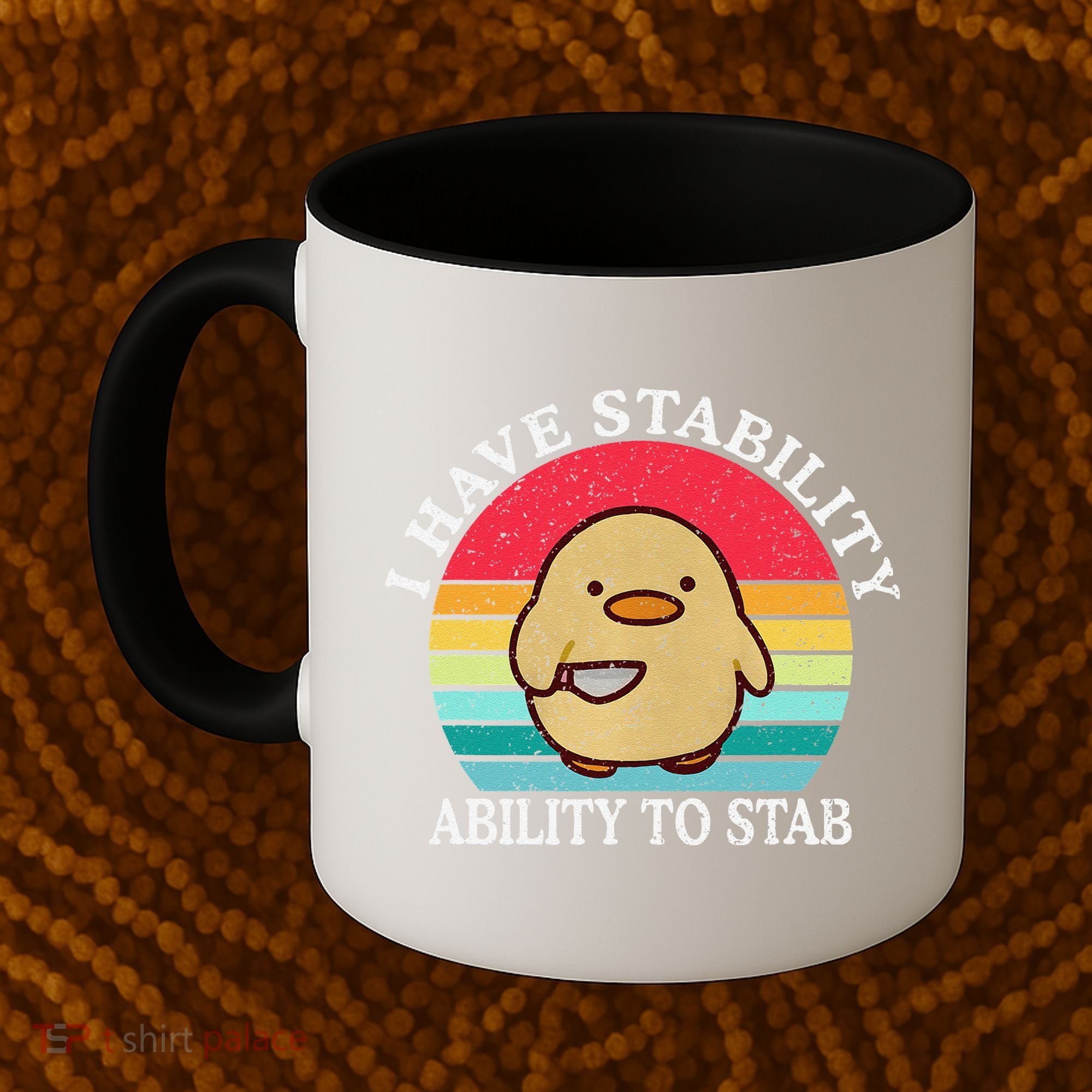 I Have Stability Ability To Stab Meme Funny Duck Retro Coffee Mug