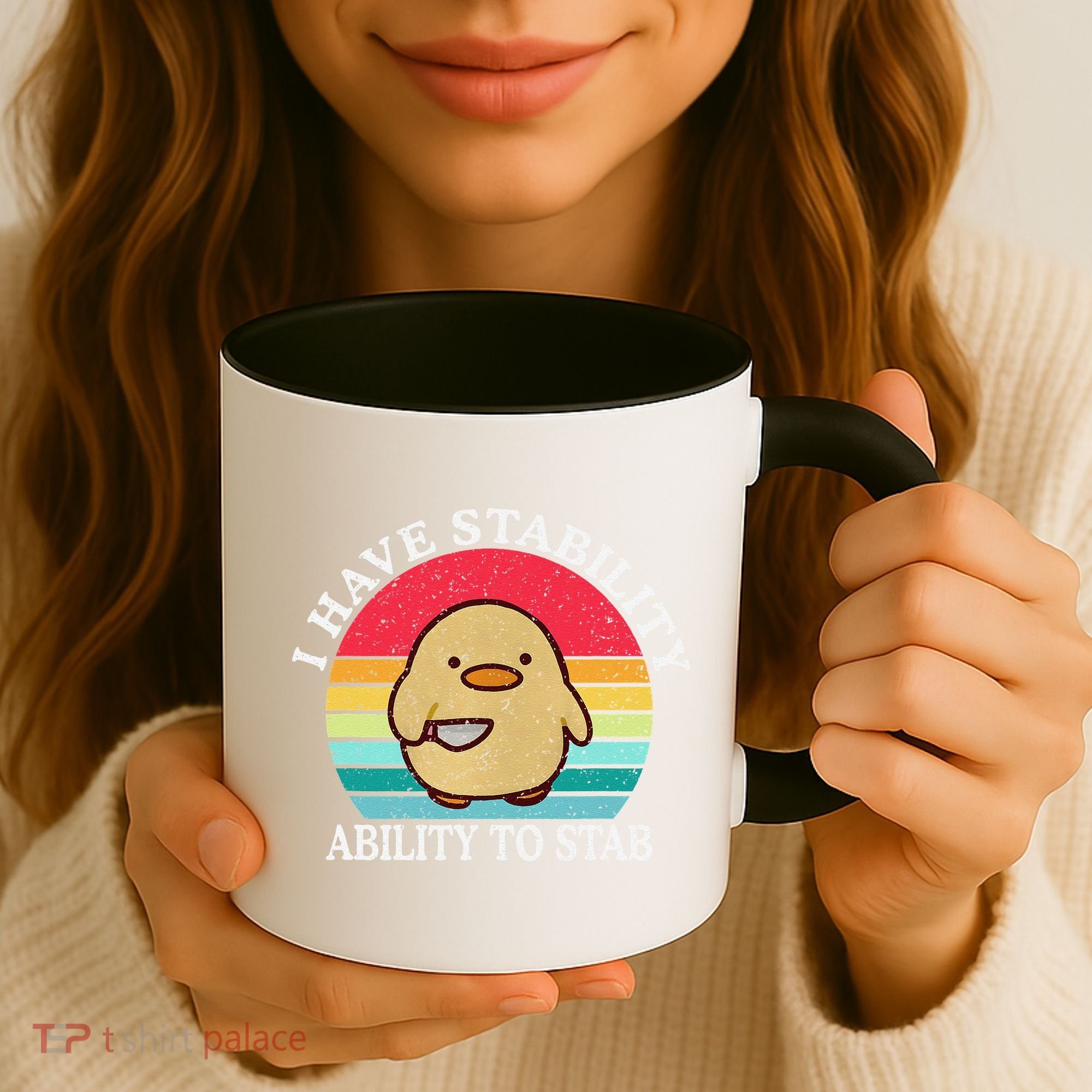 I Have Stability Ability To Stab Meme Funny Duck Retro Coffee Mug