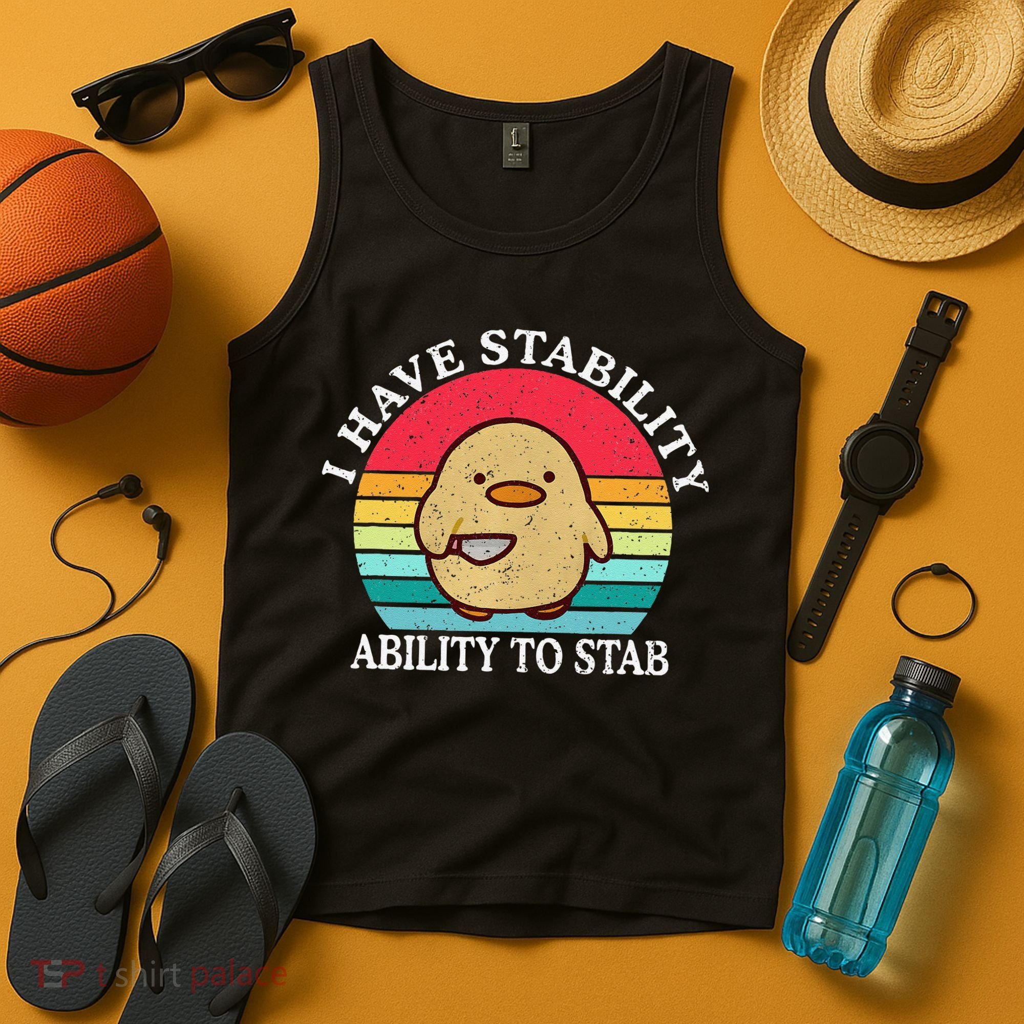 I Have Stability Ability To Stab Meme Funny Duck Retro Tank Top