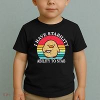 I Have Stability Ability To Stab Meme Funny Duck Retro Toddler T-Shirt thumb 2