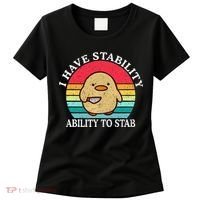 I Have Stability Ability To Stab Meme Funny Duck Retro Women's T-Shirt thumb 0