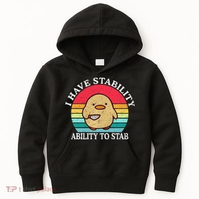 I Have Stability Ability To Stab Meme Funny Duck Retro Kids Hoodie