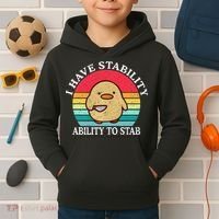 I Have Stability Ability To Stab Meme Funny Duck Retro Kids Hoodie thumb 2
