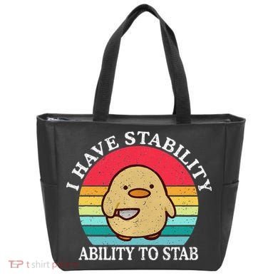 I Have Stability Ability To Stab Meme Funny Duck Retro Tote Bag