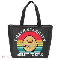 I Have Stability Ability To Stab Meme Funny Duck Retro Tote Bag thumb 0