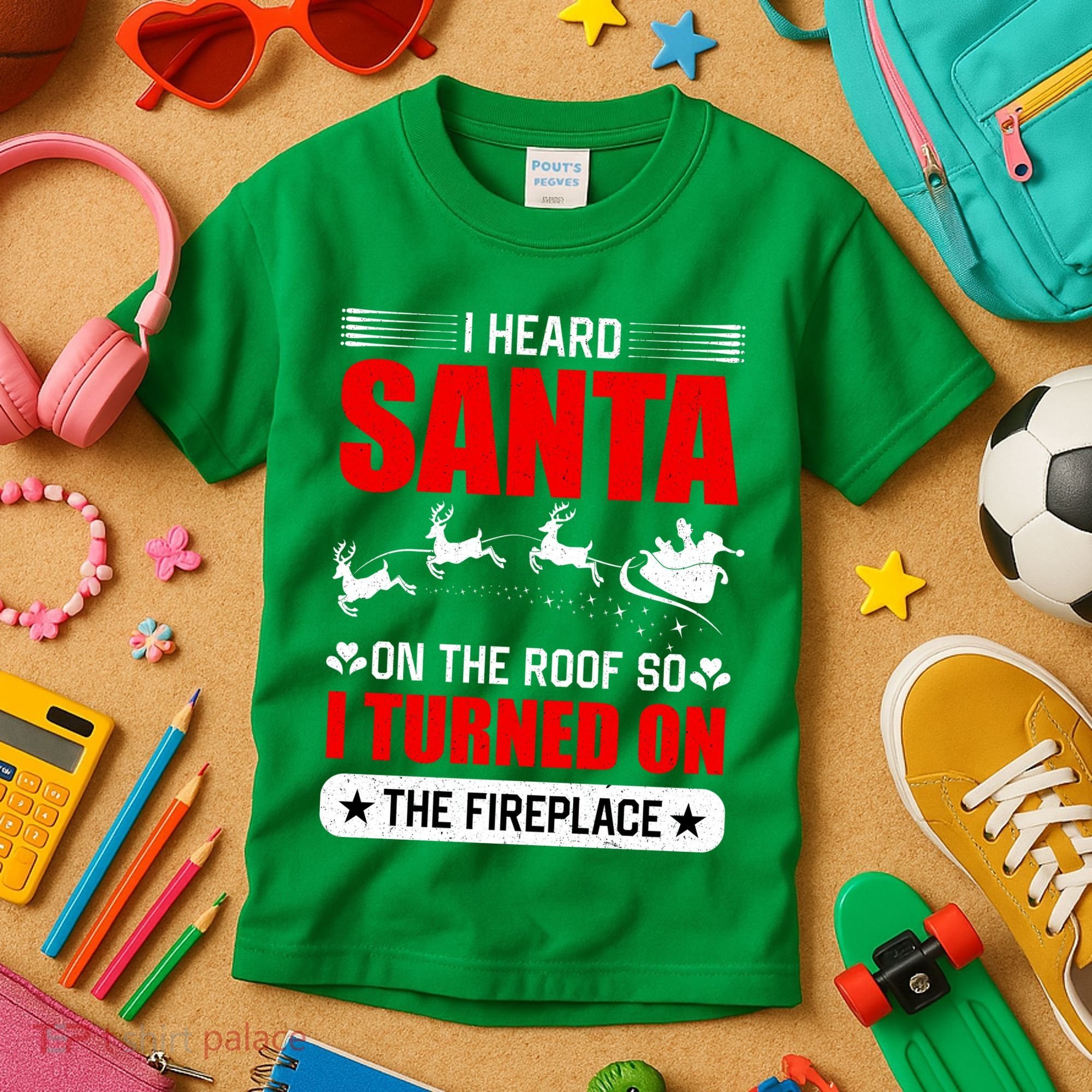 I Head Santa On The Roof So I Turned On The Fireplace Kids T-Shirt