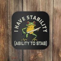 I Have Stability Ability To Stab Funny Frog Humor Sarcastic Coaster thumb 0