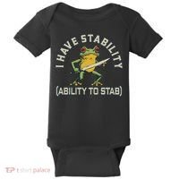 I Have Stability Ability To Stab Funny Frog Humor Sarcastic Baby Bodysuit thumb 0