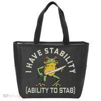 I Have Stability Ability To Stab Funny Frog Humor Sarcastic Tote Bag thumb 0