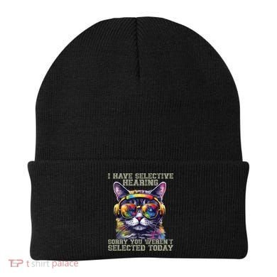 I Have Selective Hearing Cool Funny Cat Design Headphones Beanie