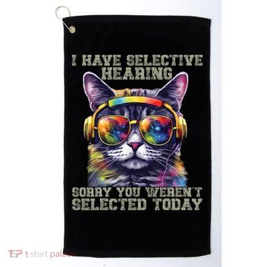 I Have Selective Hearing Cool Funny Cat Design Headphones Golf Towel
