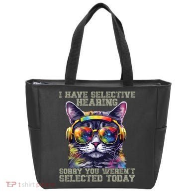 I Have Selective Hearing Cool Funny Cat Design Headphones Tote Bag