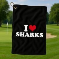 I Heart Sharks Golf Towel thumb 1