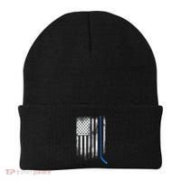 Ice Hockey Stick Blue American Flag Usa Patriot Cool Gift Beanie thumb 0