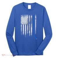 Ice Hockey Stick Blue American Flag Usa Patriot Cool Gift Long Sleeve Shirt thumb 0