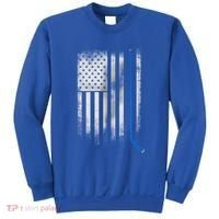 Ice Hockey Stick Blue American Flag Usa Patriot Cool Gift Sweatshirt thumb 0