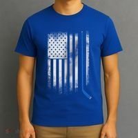 Ice Hockey Stick Blue American Flag Usa Patriot Cool Gift T-Shirt thumb 3