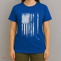 Ice Hockey Stick Blue American Flag Usa Patriot Cool Gift T-Shirt thumb 4