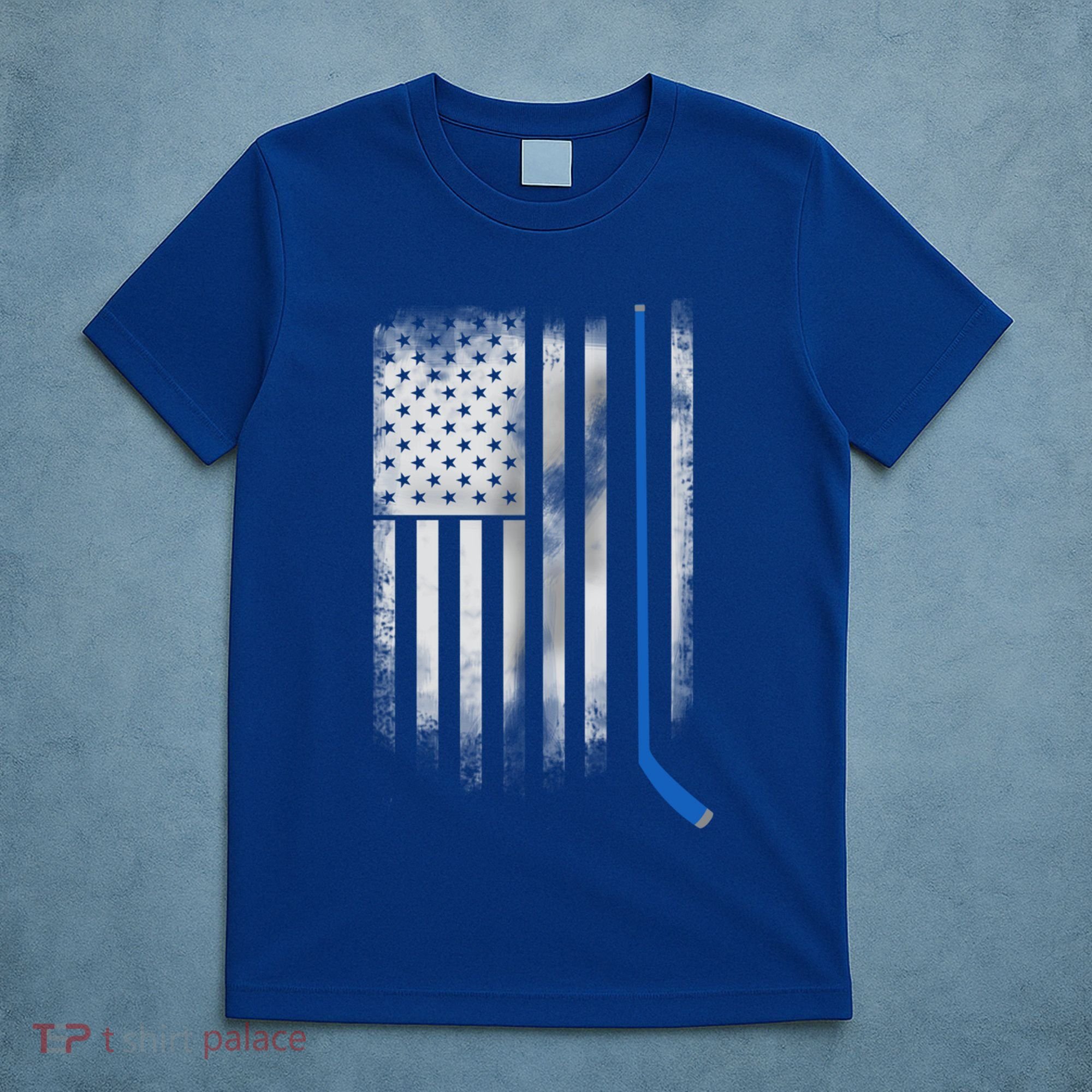Ice Hockey Stick Blue American Flag Usa Patriot Cool Gift T-Shirt