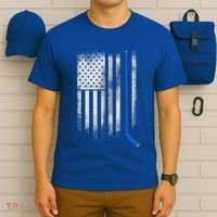 Ice Hockey Stick Blue American Flag Usa Patriot Cool Gift T-Shirt thumb 6