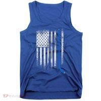 Ice Hockey Stick Blue American Flag Usa Patriot Cool Gift Tank Top thumb 0