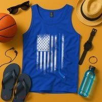 Ice Hockey Stick Blue American Flag Usa Patriot Cool Gift Tank Top thumb 4